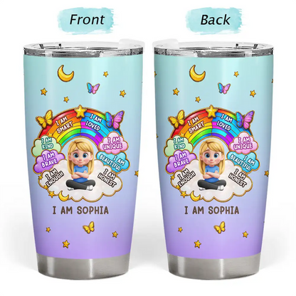 I Am Smart Kind Brave Butterfly - Personalized Tumbler