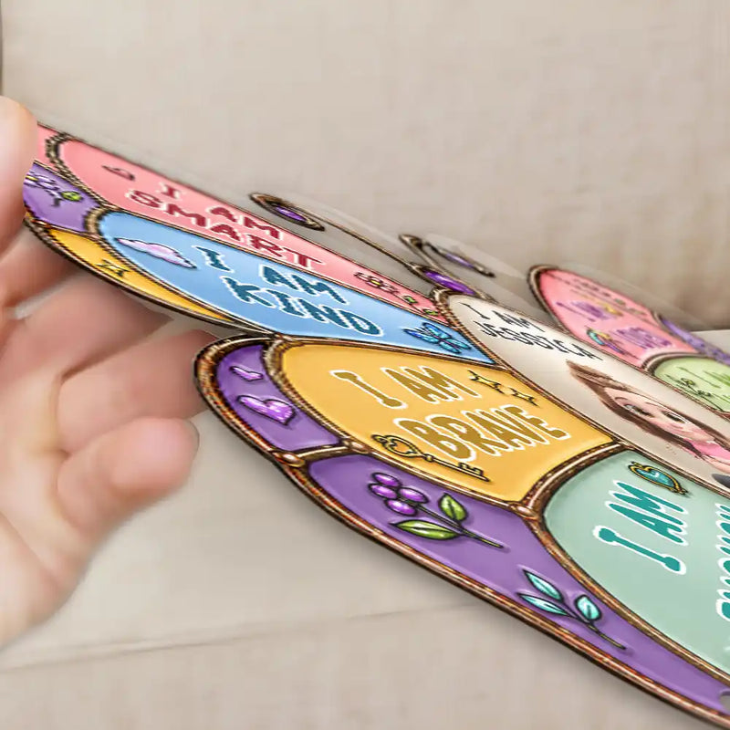 I Am Smart Kind Brave Butterfly Flower Rainbow - Personalized Custom Shaped Metal Sign