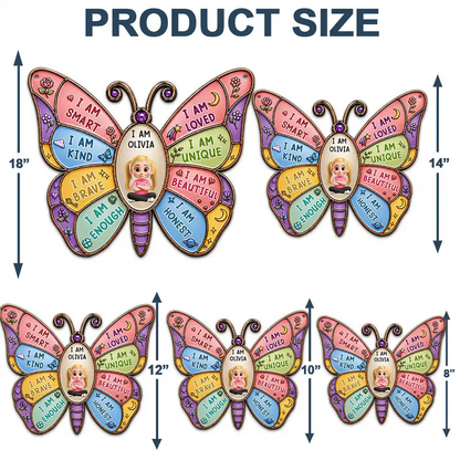 I Am Smart Kind Brave Butterfly Flower Rainbow - Personalized Custom Shaped Metal Sign