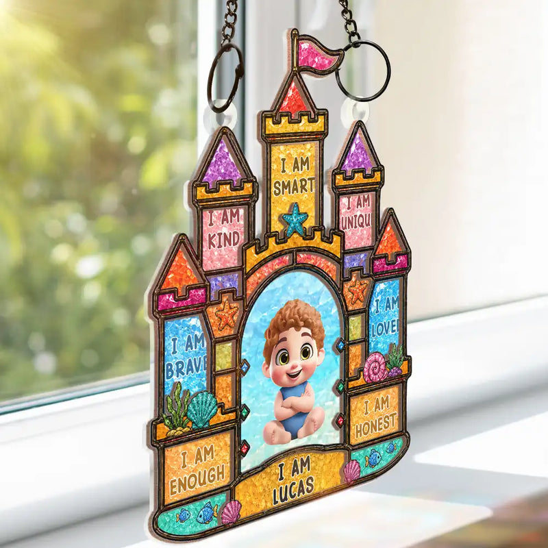 I Am Smart Kind Brave Crab Castle Boat - Personalized Window Hanging Suncatcher Ornament