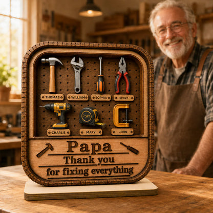 Dad Grandpa Tool Box - Personalized Wooden Plaque - Father's Day Gift For Dad, Husband