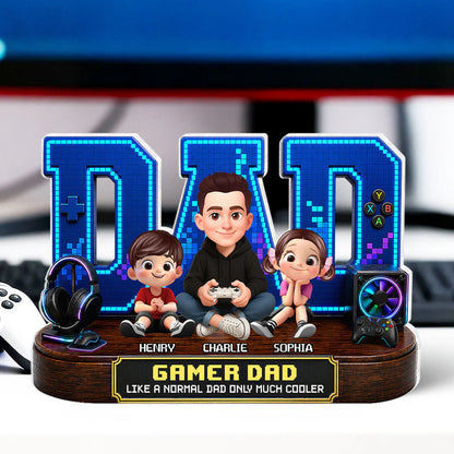 Gamer Dad Much Cooler - Personalized Acrylic Block Plaque - Gift For Dad, Husband, Gamers