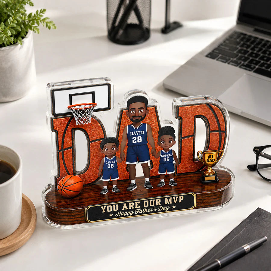 Basketball Dad Legend You Are Our MVP 2D Flat Printed - Personalized Acrylic Block Plaque - Father's Day Gift For Dad, Husband, Basketball Fans