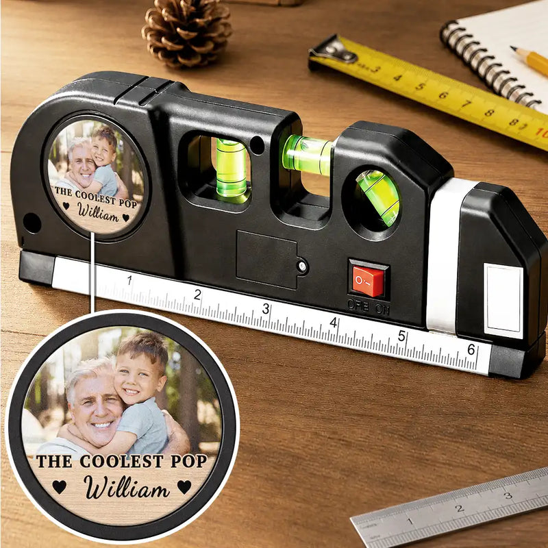 Custom Photo Best Daddy Grandpa Ever With Kids' Names - Personalized Laser Level Tool