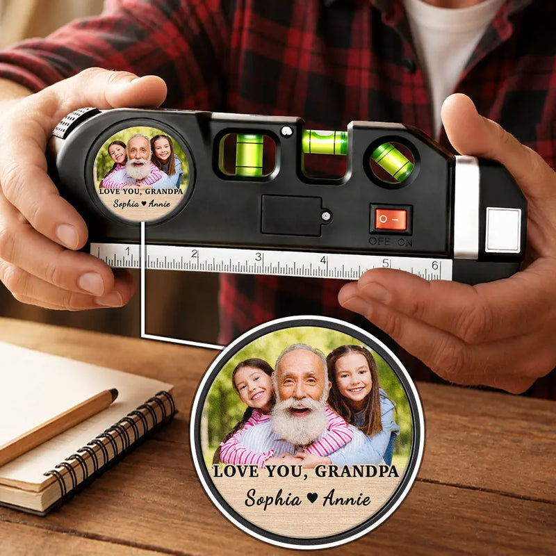 Custom Photo Best Daddy Grandpa Ever With Kids' Names - Personalized Laser Level Tool