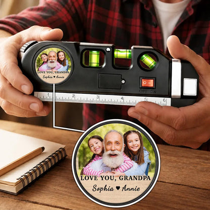 Custom Photo Best Daddy Grandpa Ever With Kids' Names - Personalized Laser Level Tool
