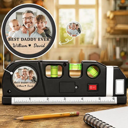 Custom Photo Best Daddy Grandpa Ever With Kids' Names - Personalized Laser Level Tool