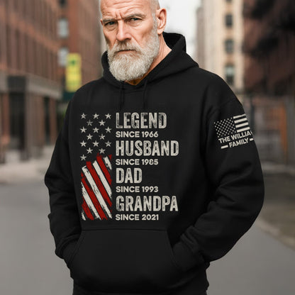 Father's Day Gifts, Legend, Husband, Dad And Grandpa Custom Family Name - Personalized Hoodie