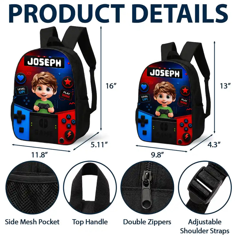Little Boy Girl Playing Game - Personalized Kids Backpack