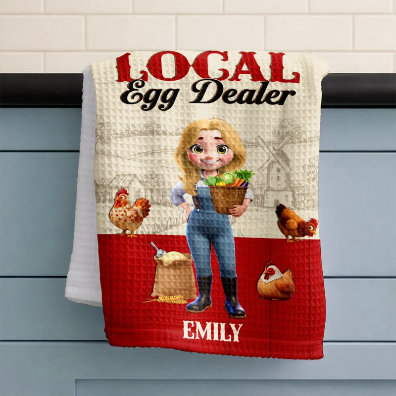 Local Egg Dealer Chicken Farm - Personalized Kitchen Towel