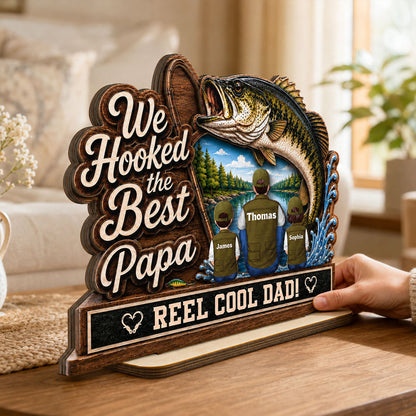 We Hooked The Best Grandpa Back View 2D Flat - Personalized  Wooden Plaque - Father's Day Gift For Fishing Lovers
