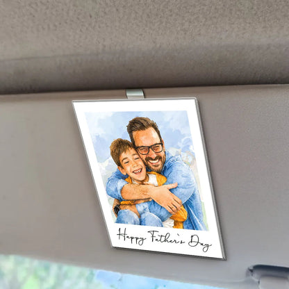 Custom Photo Realistic Watercolor Art I Love You Dad Grandpa - Personalized Custom Shaped Acrylic Car Visor Clip