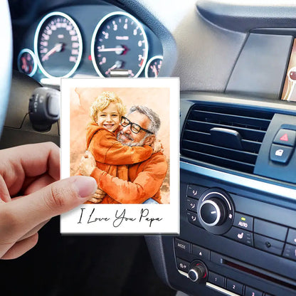 Custom Photo Realistic Watercolor Art I Love You Dad Grandpa - Personalized Custom Shaped Acrylic Car Visor Clip