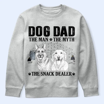 Custom Photo Pencil Sketch Art Dog Dad The Man The Myth The Snack Dealer - Personalized T Shirt
