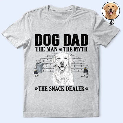 Custom Photo Pencil Sketch Art Dog Dad The Man The Myth The Snack Dealer - Personalized T Shirt