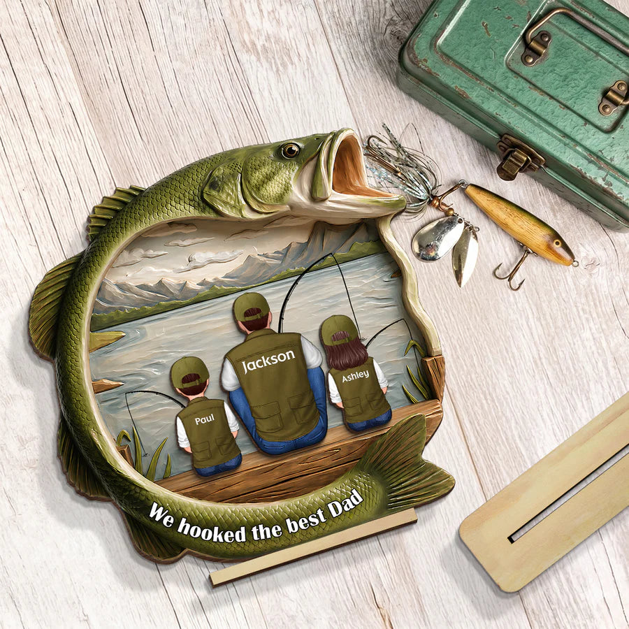 Best Catch Ever Dad Fishing - Personalized Wooden Plaque - Heartfelt Gift For Fishing Dad, Gift For Husband