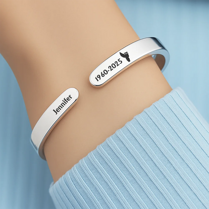 Memorial Your Wings Were Ready - Personalized Bangle Bracelet Cuff