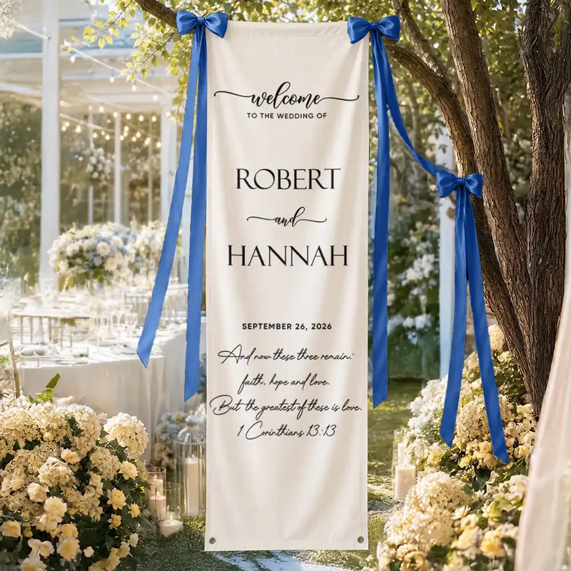Minimalist Welcome To The Wedding Of Us - Personalized Vertical Banner
