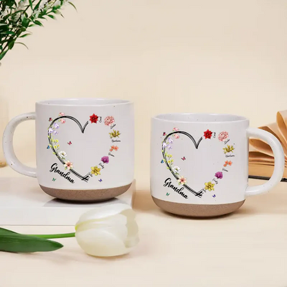 Mom Grandma Sweetheart Birth Month Flower - Personalized Pottery Mug