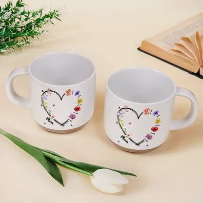 Mom Grandma Sweetheart Birth Month Flower - Personalized Pottery Mug
