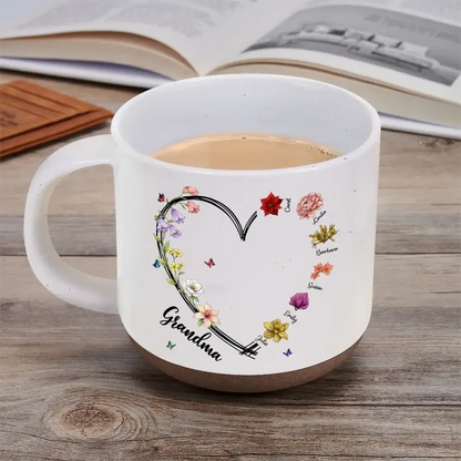 Mom Grandma Sweetheart Birth Month Flower - Personalized Pottery Mug