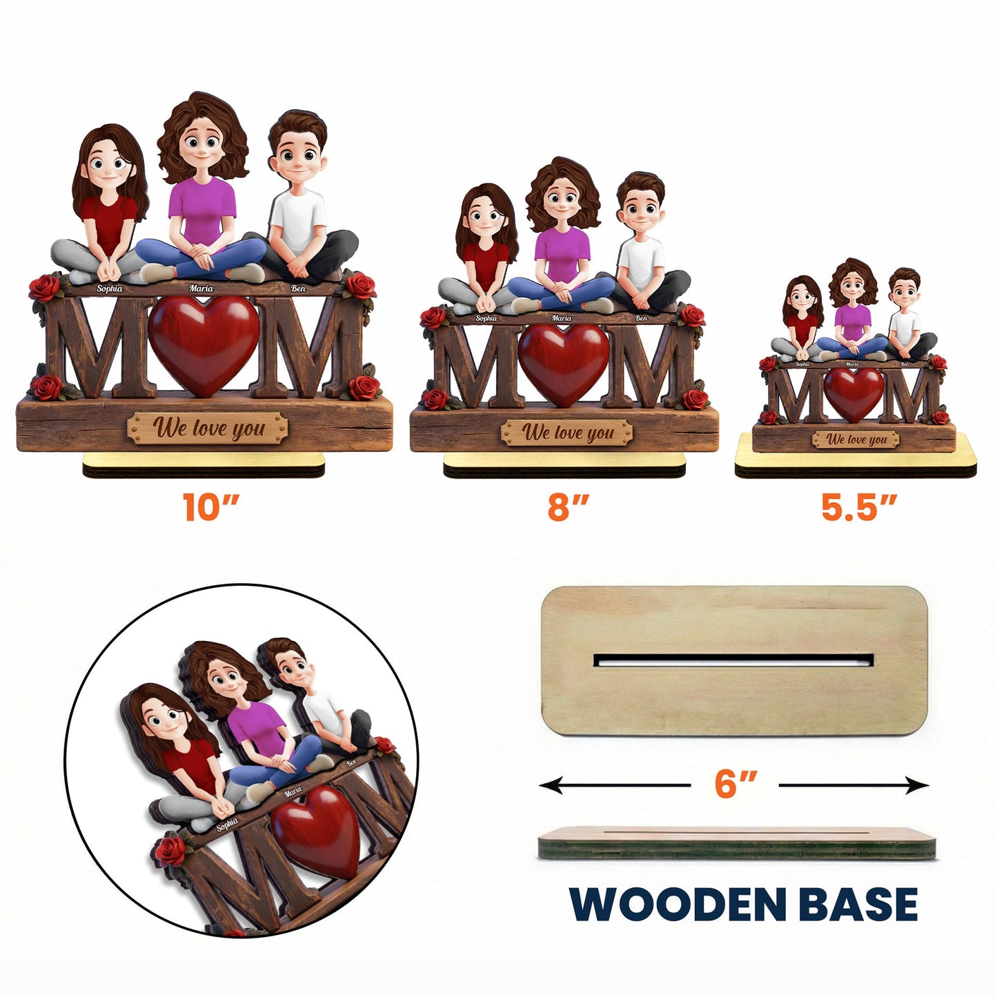 Mom We Love You Mother's Day Gift For Her, Wife, Mom - Personalized Wooden Plaque