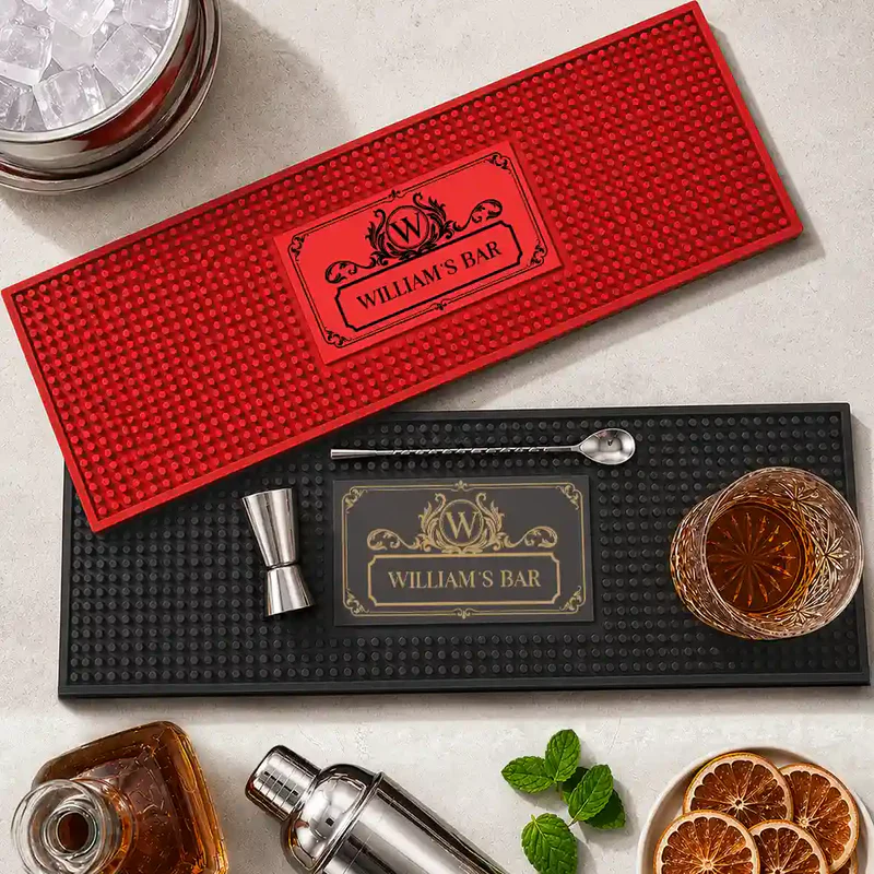 Monogram Vintage Monogram Initial Name - Personalized Bar Mat