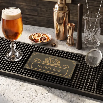 Monogram Vintage Monogram Initial Name - Personalized Bar Mat