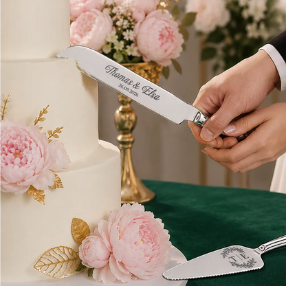Monogram Wedding Couple Names - Personalized Cake Cutting Set
