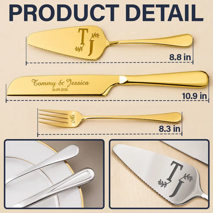 Monogram Wedding Couple Names - Personalized Cake Cutting Set