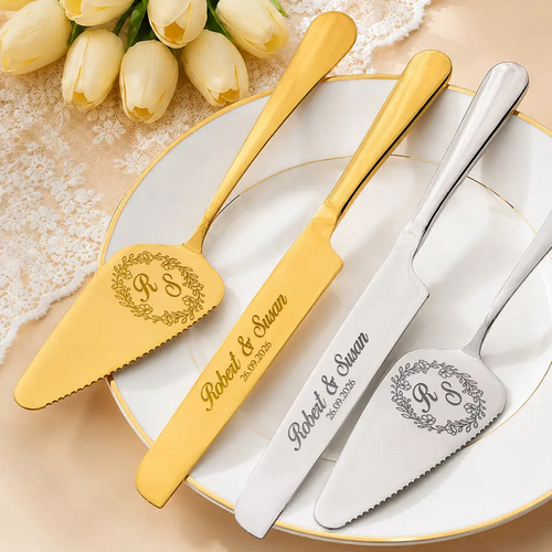 Monogram Wedding Couple Names - Personalized Cake Cutting Set