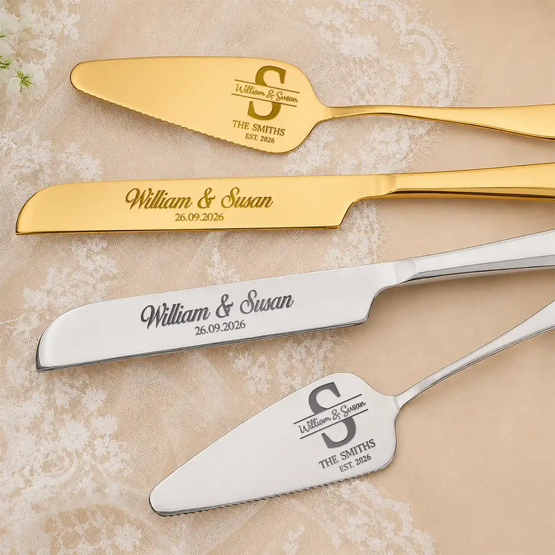 Monogram Wedding Couple Names - Personalized Cake Cutting Set