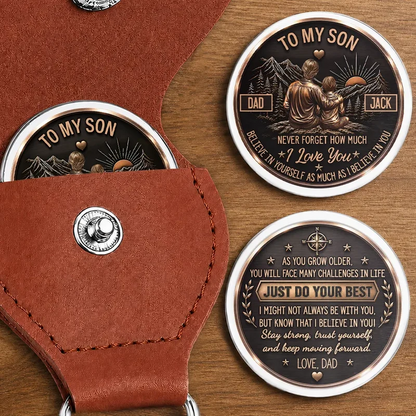 My Son Grandson Keep Moving Forward Son - Personalized Leather Pocket Hug