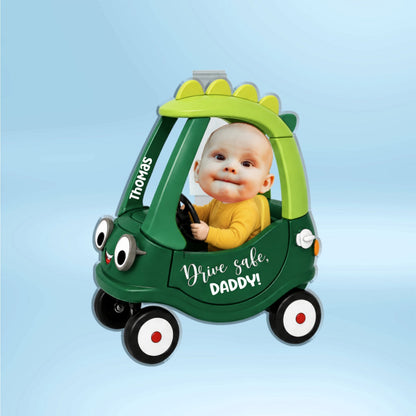 Drive Safe Daddy Baby Custom Photo in Toy Car - Personalized Acrylic Car Visor - Father's Day Gift For Dad, Husband
