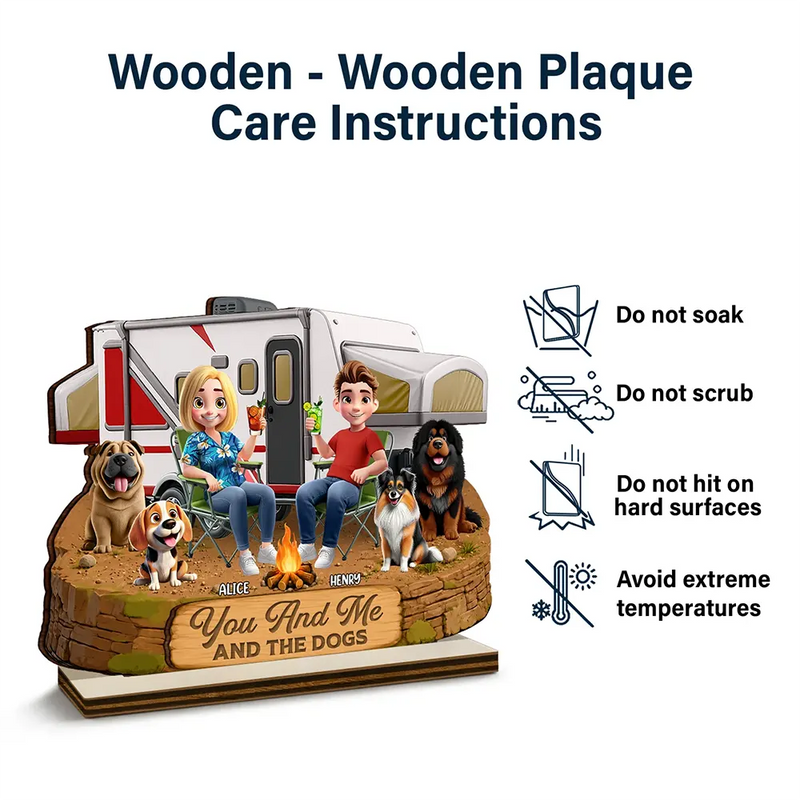 Husband And Wife Camping Partners For Life - Personalized Custom Shaped Wooden Plaque