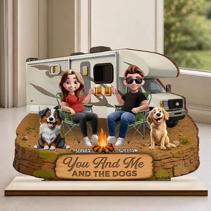 Husband And Wife Camping Partners For Life - Personalized Custom Shaped Wooden Plaque