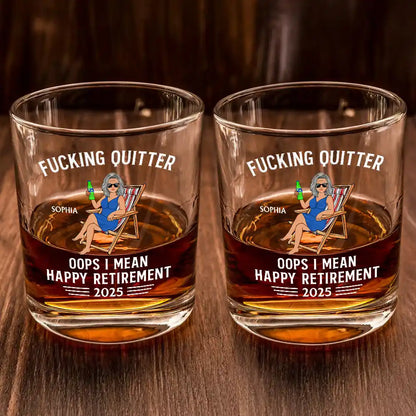 Oops I Mean Happy Retirement - Personalized Whiskey Glass