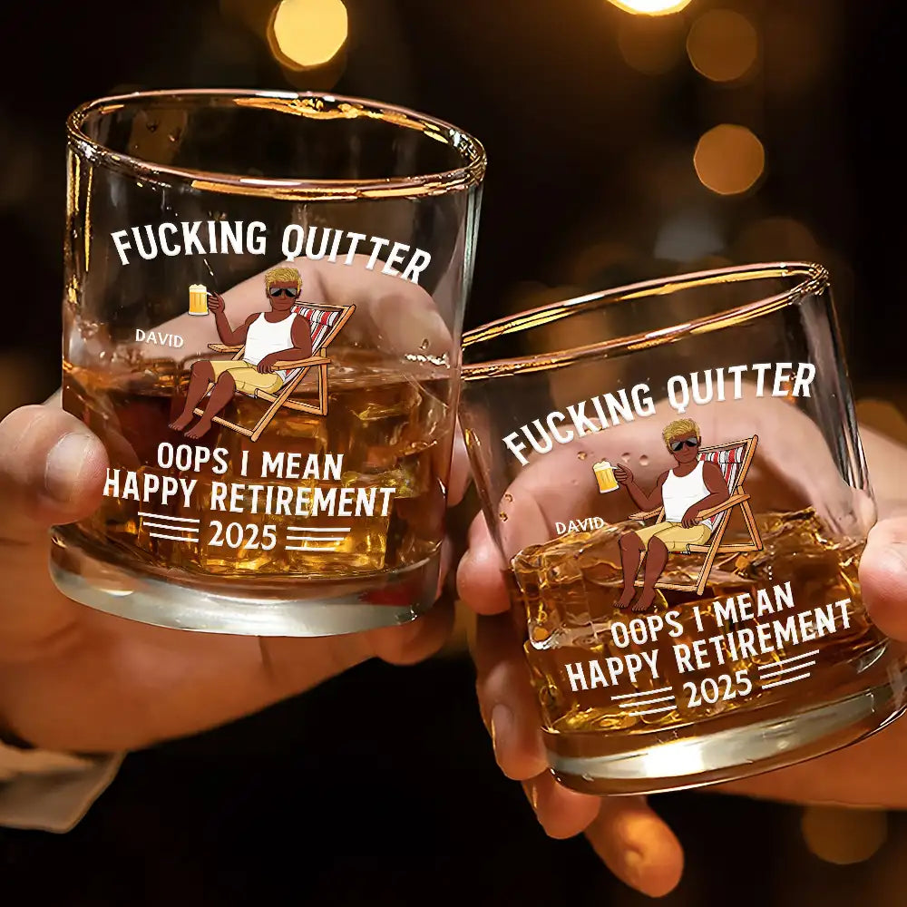 Oops I Mean Happy Retirement - Personalized Whiskey Glass