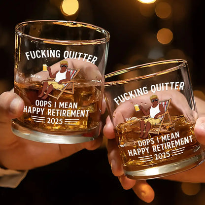 Oops I Mean Happy Retirement - Personalized Whiskey Glass