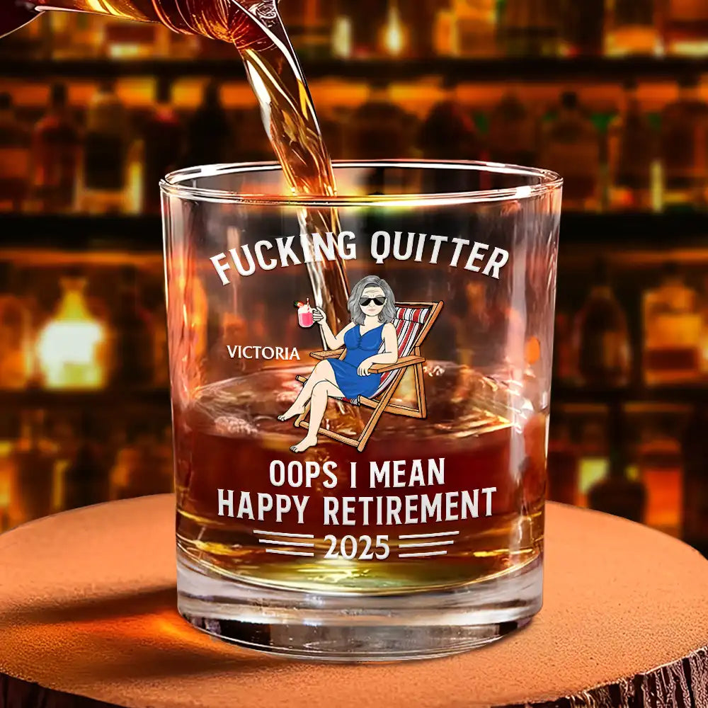 Oops I Mean Happy Retirement - Personalized Whiskey Glass