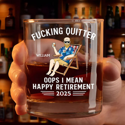Oops I Mean Happy Retirement - Personalized Whiskey Glass