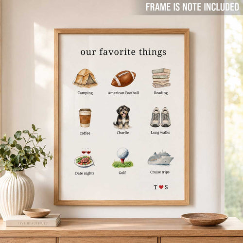 Our Favorite Things Couple & Dogs - Personalized Poster