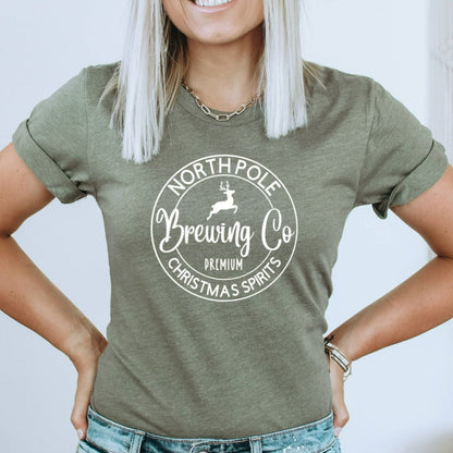 North Pole Brewing Company Shirt, Funny Christmas TShirt, Christmas Graphic Tee for Her