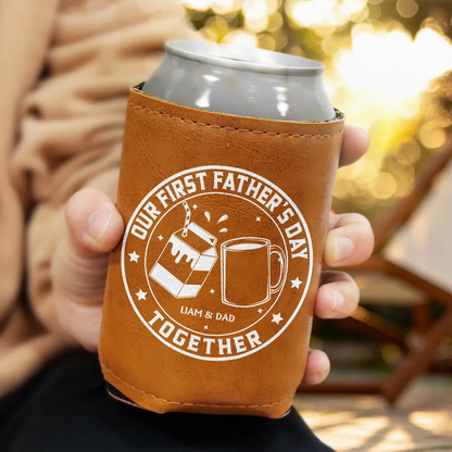 Our First Father's Day Together - Personalized Leather Can Cooler