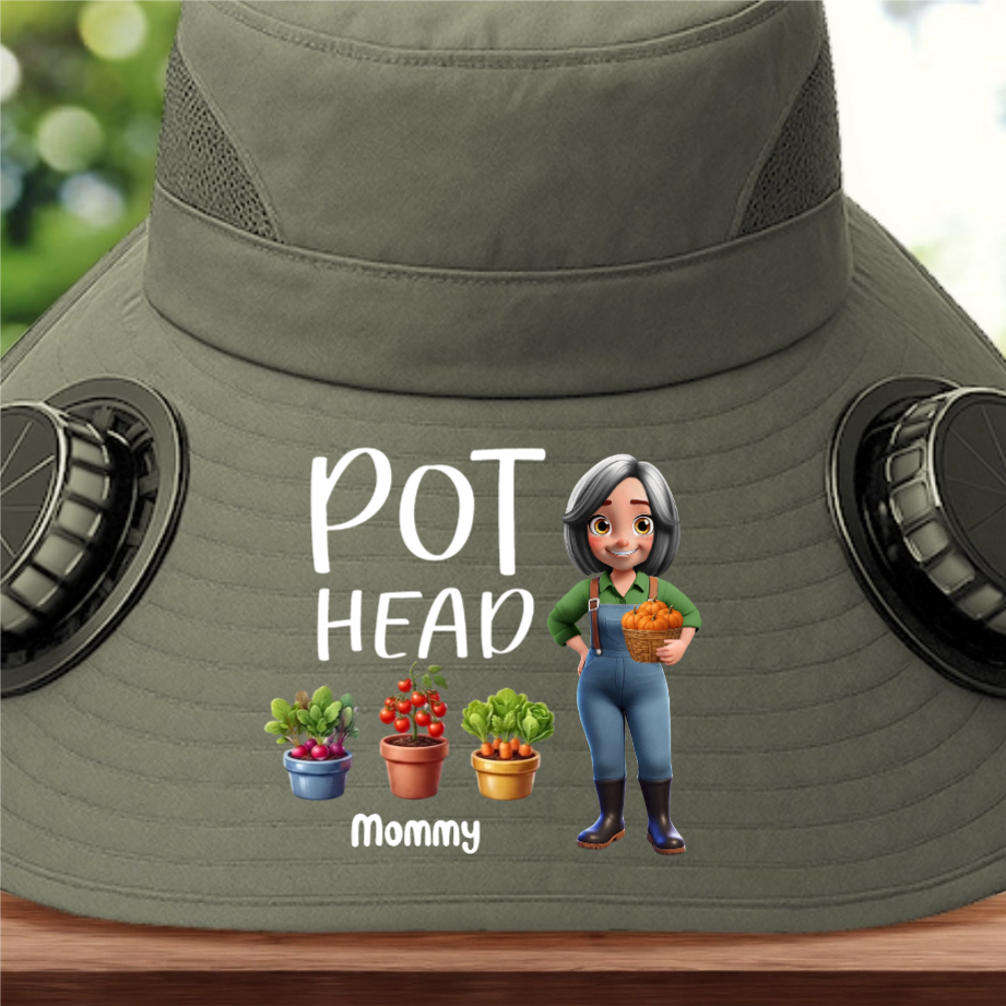 Custom Hat With Fans Solar Power - Personalized Garden Gifts For Gardeners - Let Her Garden Grow