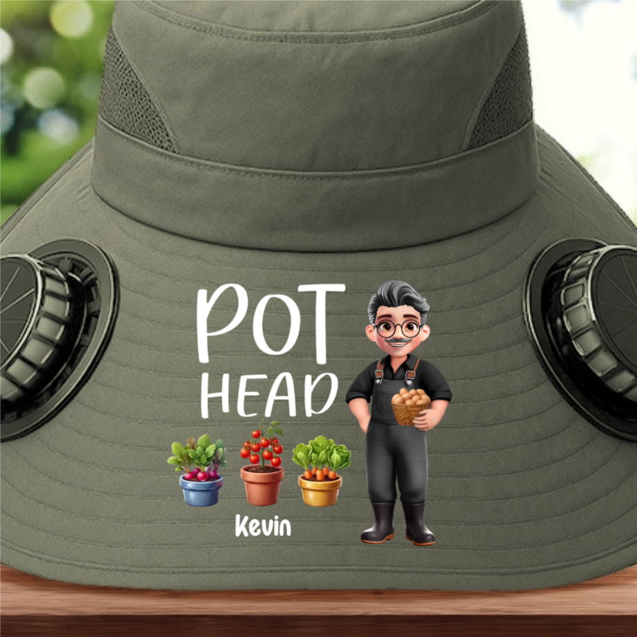 Custom Hat With Fans Solar Power - Personalized Garden Gifts For Gardeners - Let Her Garden Grow