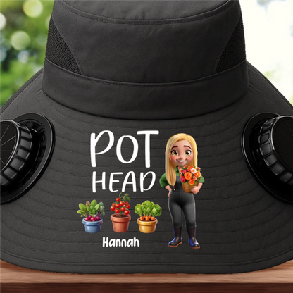 Custom Hat With Fans Solar Power - Personalized Garden Gifts For Gardeners - Let Her Garden Grow
