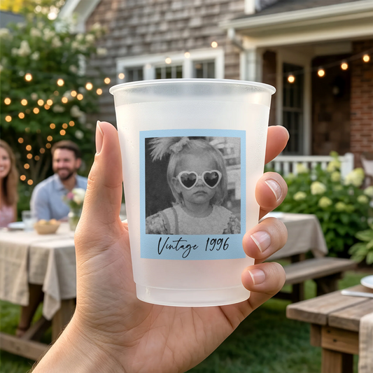 Party Cups Custom Vintage Photo For Birthday Party Favors - Personalized Cups