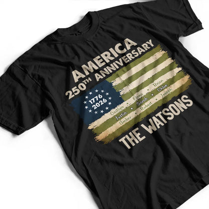 Patriotic 250th Anniversary Family Names - Personalized T Shirt