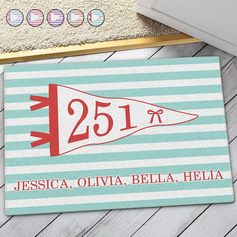 Pennant Flag Stripes Pattern Dorm Room - Personalized Doormat